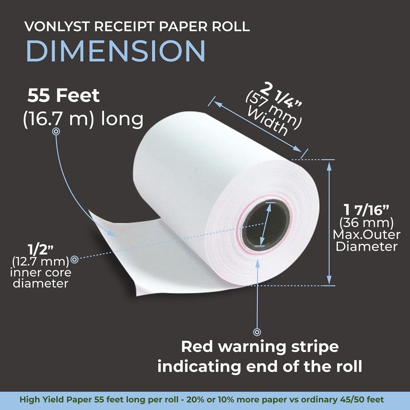 Vonlyst Credit Card Machine Paper Roll for Dejavoo P1 P3 P8 QD1 QD2 Z8 Z9 Z11 (20 rolls) - Image 3